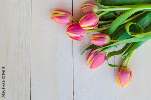 Fototapeta Naklejka Na Ścianę i Meble -  Art abstract background spring tulips wooden design