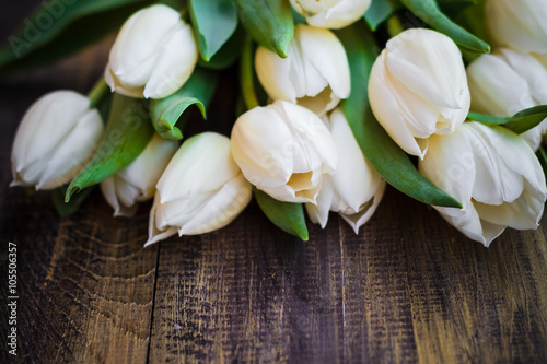 Fototapeta Naklejka Na Ścianę i Meble -  Art abstract background spring tulips wooden design