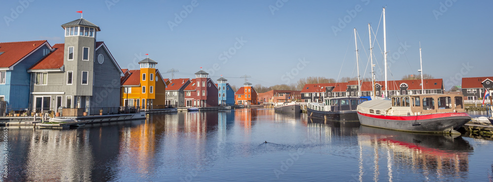 Fototapeta premium Panorama of the Reitdiephaven in Groningen