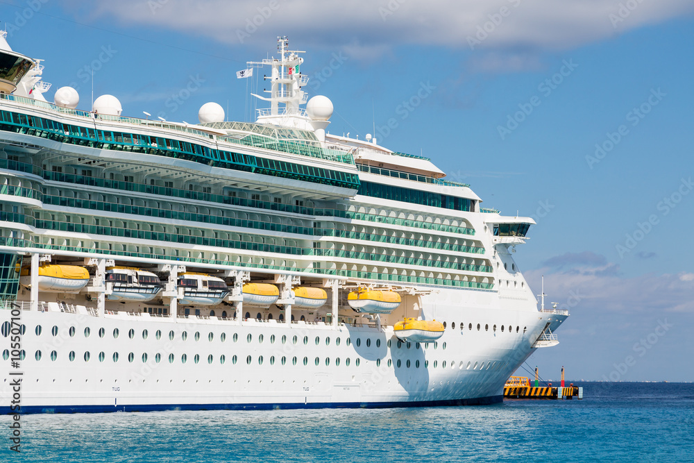 Massive Cruise Ship On Blue Water