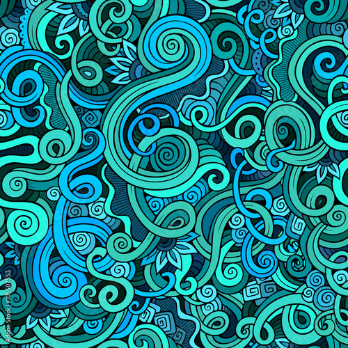 Decorative doodle nature ornamental curl seamless pattern