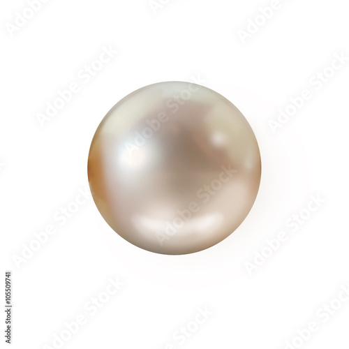 Single cream pearl isolated on white background