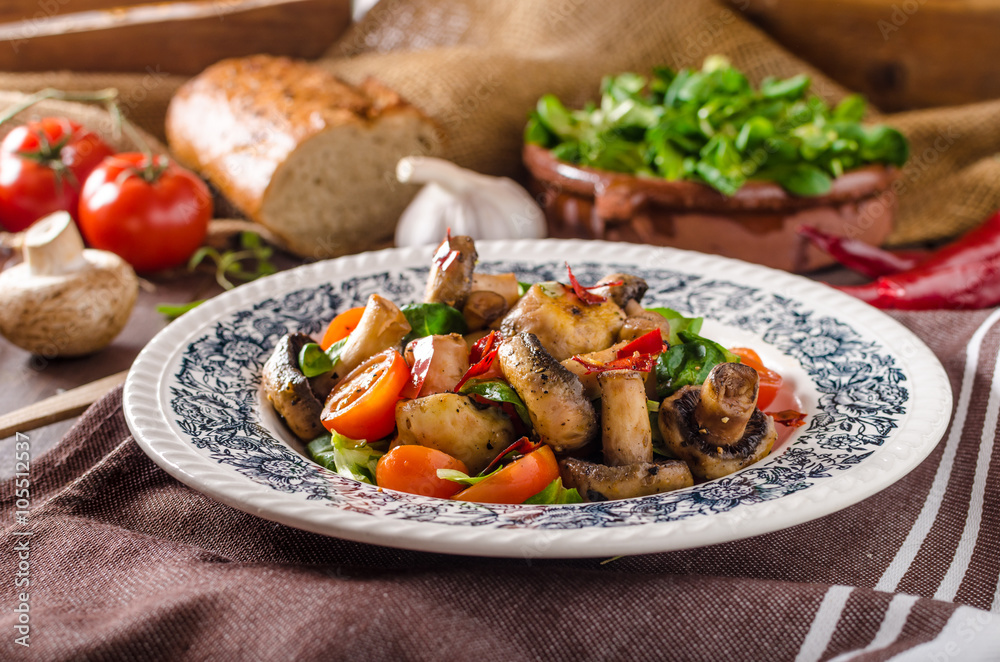 Warm mushroom salad with chilli Warm mushroom salad with chilli