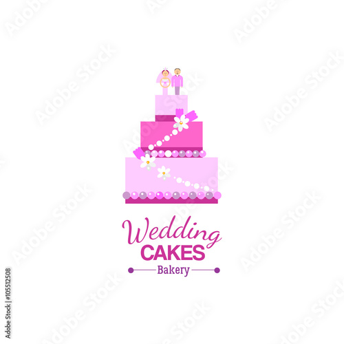 Wedding cake Icon with bride and groom