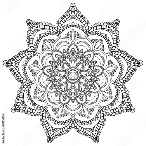 Mandala. Round Ornament.Template for coloring book