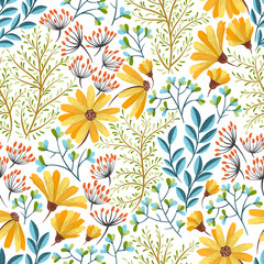 Stickers Vintage bloemen patronen Lentebloemen patroon zachte pasteltinten  © Jallo