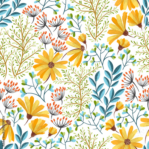 Carta da parati stile francese - Carta da parati Spring floral pattern