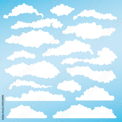 Set of fluffy clouds for design layouts. Vector 
