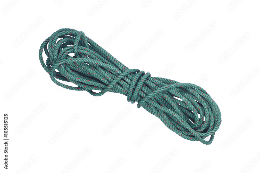 Green rope isolated on white Green rope isolated on white