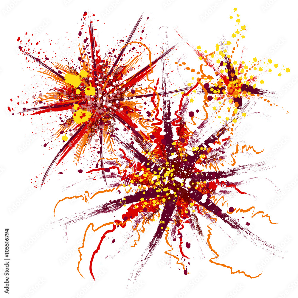 Abstract firework. Hand drawn grunge style art. Retro banner, card, t-shirt, bag, print, poster. Isolated elements. Vintage colorful hand drawn vector illustration Abstract firework. Hand drawn grunge style art. Retro banner, card, t-shirt, bag, print, poster. Isolated elements. Vintage colorful hand drawn vector illustration