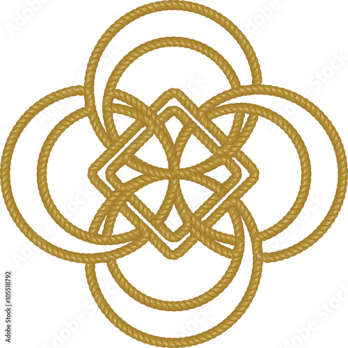 Celtic knot ornament made of rope. Graphic element.