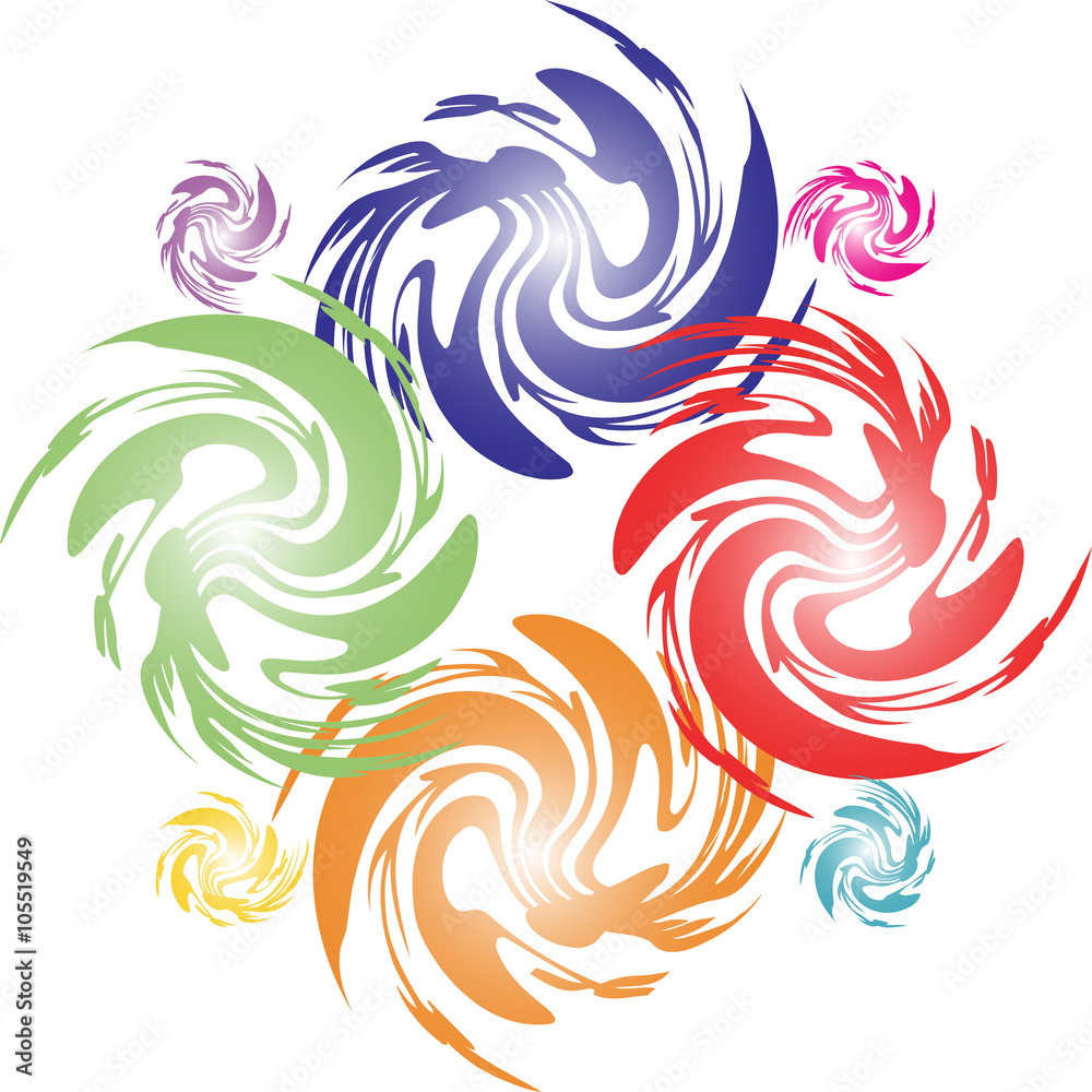 Fototapeta premium Colorful swirl cross shape vector logo element