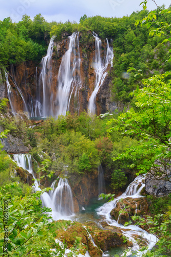 Waterfall the Plitvice Lakes