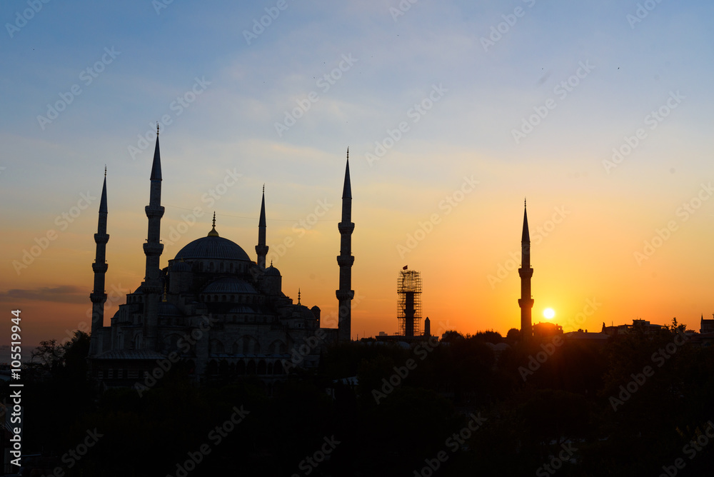 blaue moschee blaue stunde sonnenuntergang istanbul türkei