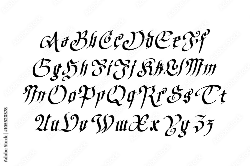 Blackletter gothic script hand-drawn font Blackletter gothic script hand-drawn font