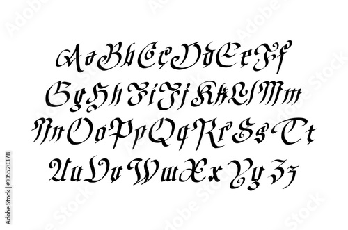 Blackletter gothic script hand-drawn font