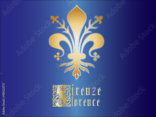 Flag of Florence vector illustration. Coat of arms of Florence - Tuscany (Italy). The fleur de lis of Florence, or France
