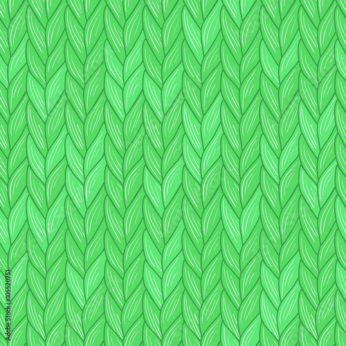 Green knitted seamless pattern. Natural warm knitted fabric. Eps, added to swatches.