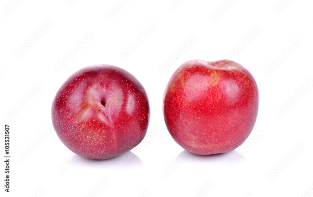  red plum isolated on white background