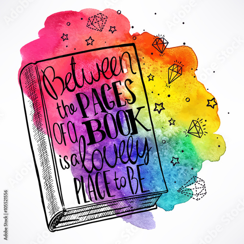 hand-drawn book on a watercolor background