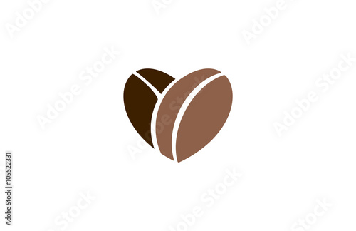 love coffee beans heart abstract logo Fototapet