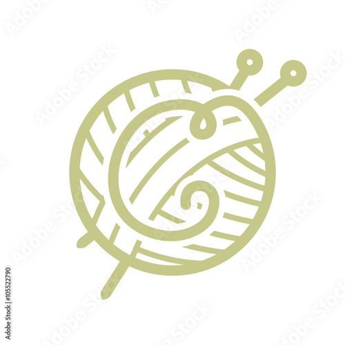 C letter logo with skein of yarn and knitting needles.