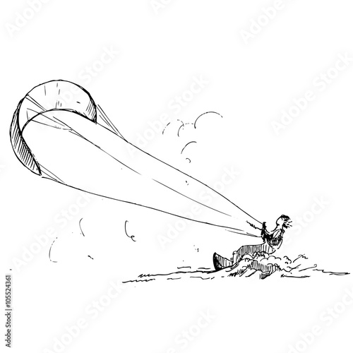 hand drawn kitesurfer