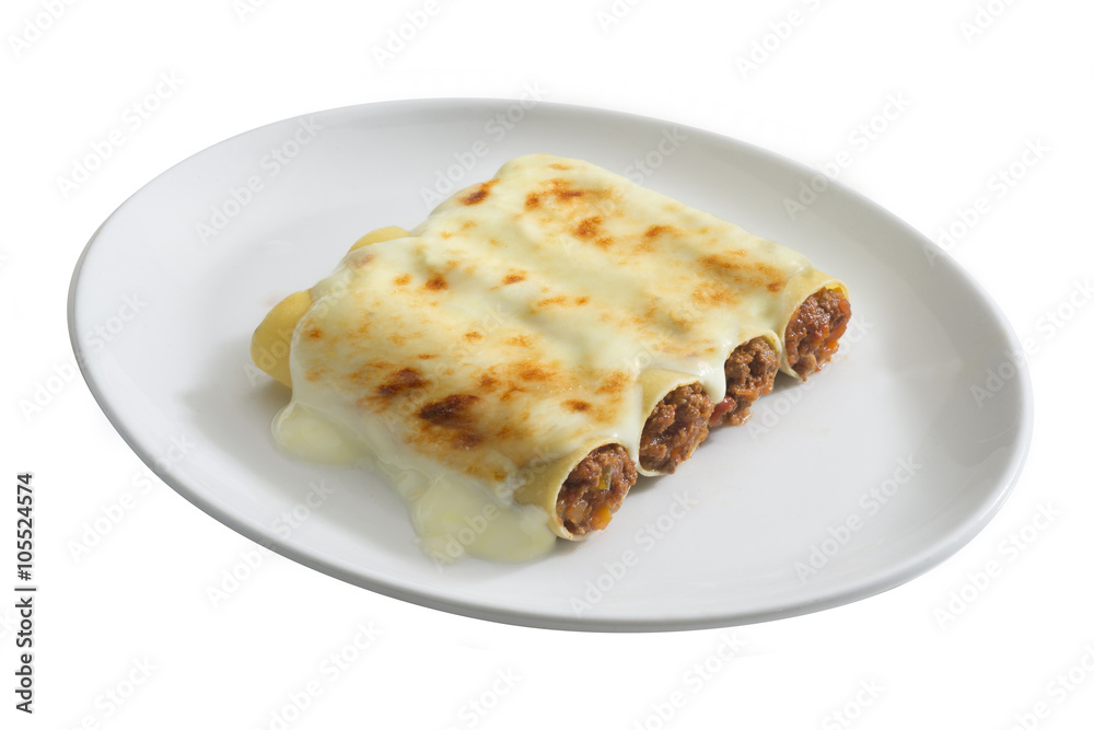 dish of cannelloni ripieni, typical italain food
