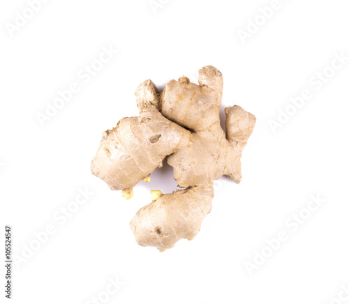 Ginger root isolated view from above