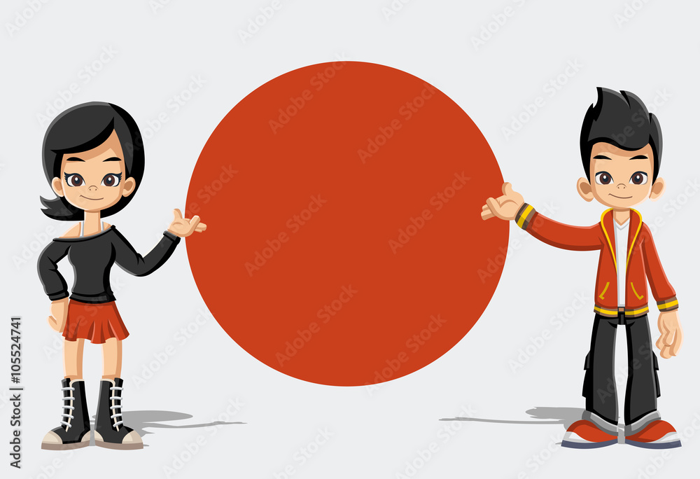 Cartoon japanese kids. Asian teenagers. Stock Vector | Adobe Stock