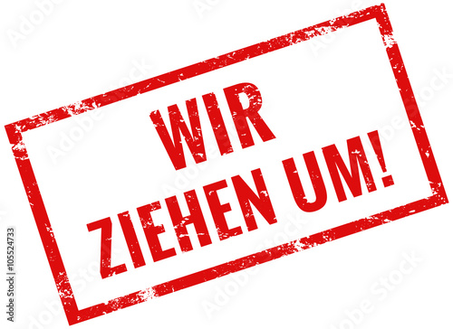 Achtung wir ziehen um Stempel rot