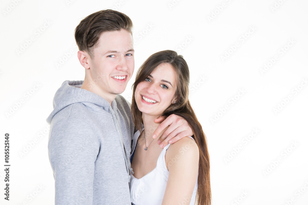 Beautiful sexy couple in love on white background Beautiful sexy couple in love on white background