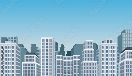 Blue big city landscape with buildings