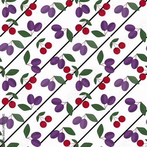 Retro colors fruits seamless pattern vintage white stripe background