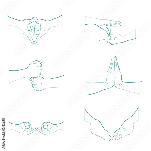 Hand in yoga mudra. Vector illustration. Yogic hand gesture.