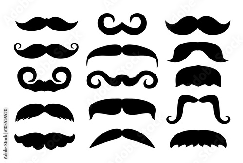 Vector set of different mustache icons.