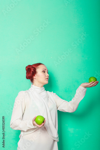 beautiful sexy girl Leia Organa Solo with green apple