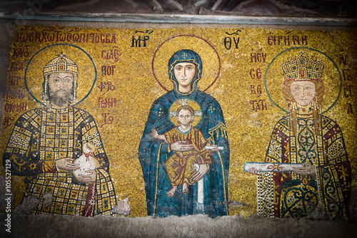 Fototapet Christian Icon of Virgin Mary in Hagia Sophia in Istanbul