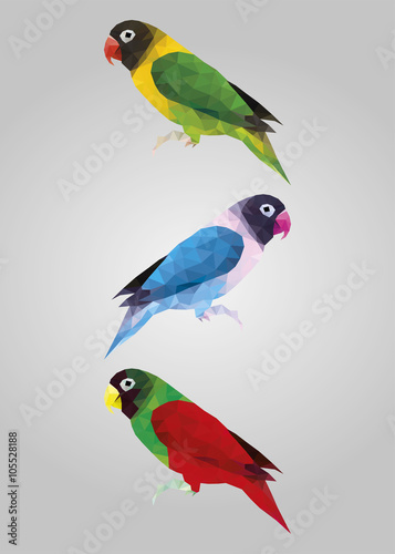 Green colorful parrot bird waiting and looking vector © yianart