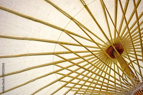 Abstract Paper umbrella and umbrella bamboo frame