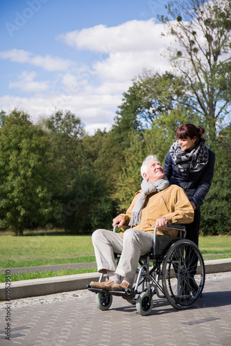 Disabled male on wheelchair trip