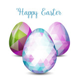 Colorful Easter eggs greeting. Polygonal vector design, low poly