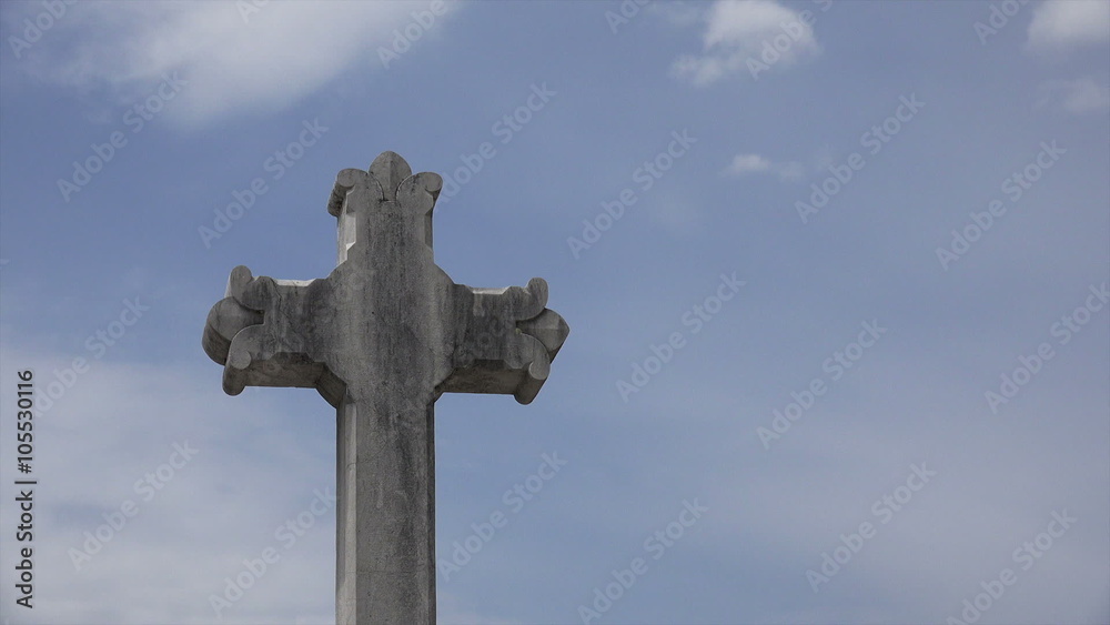 Religious cross against sky Religious cross against sky