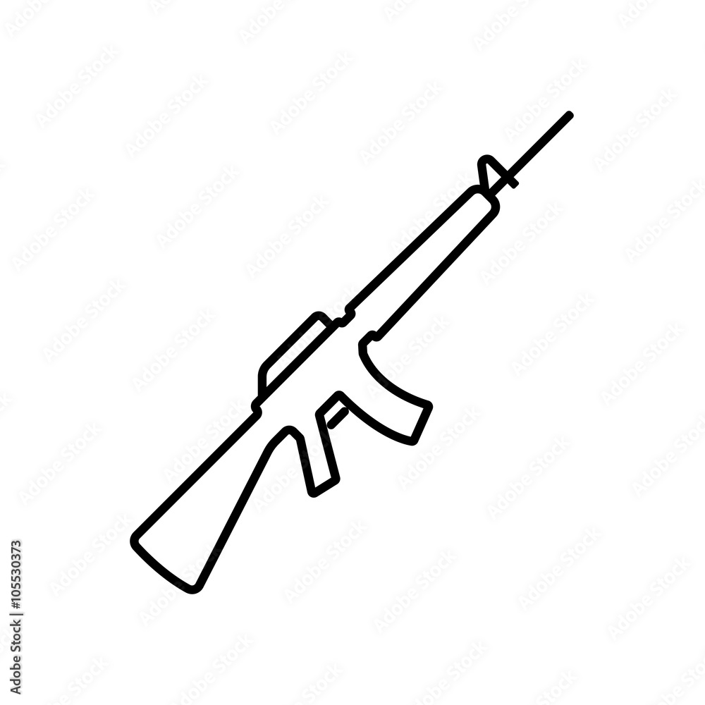 security set m16 gun line icon security set m16 gun line icon
