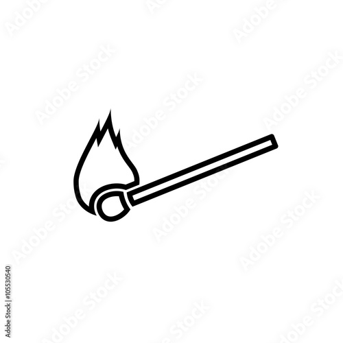 security set fire match line icon