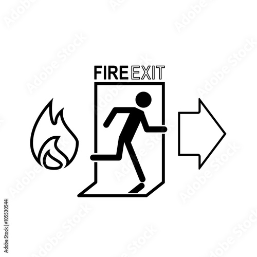 security set fire exit line icon