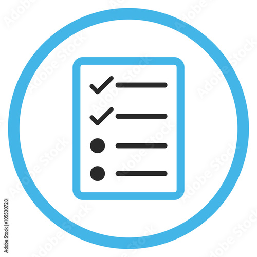 Checklist Page vector icon. Style is bicolor flat rounded iconic symbol, checklist page icon is drawn with blue and gray colors on a white background.
