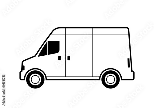 White delivery van on white background