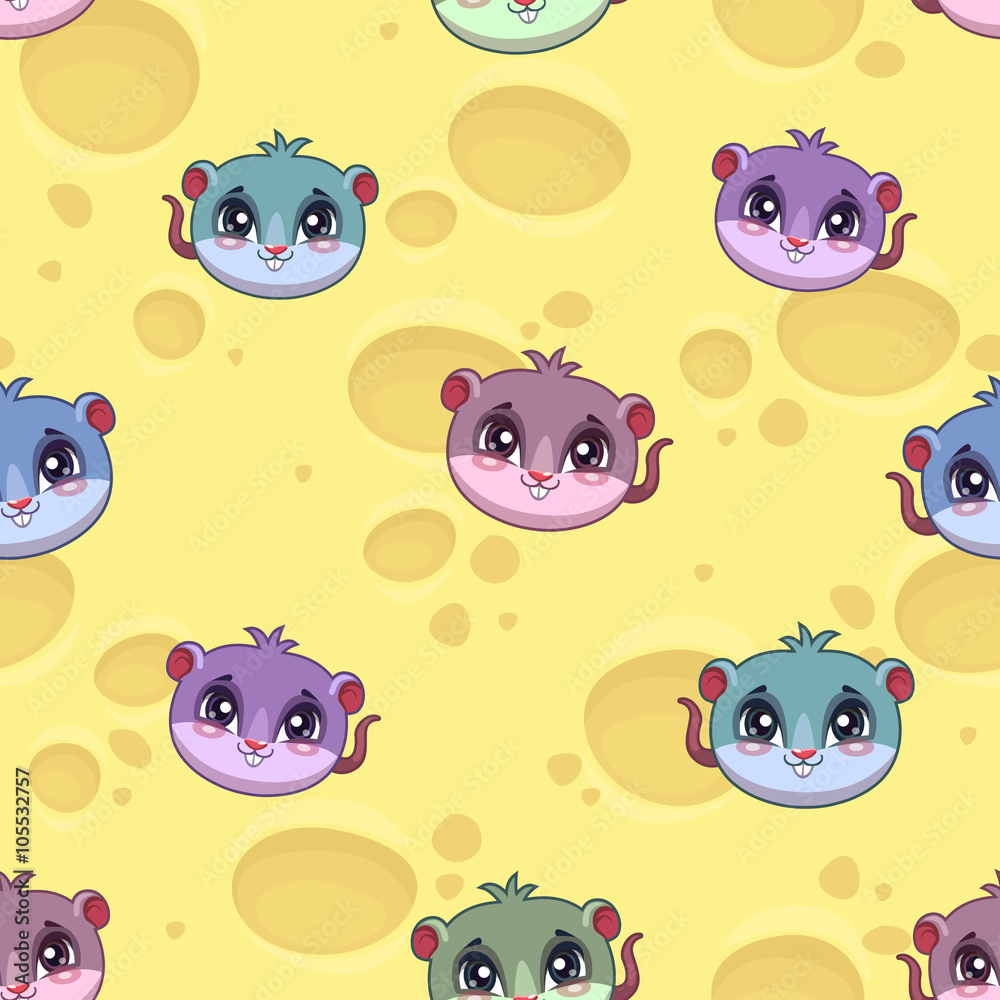 Fanny seamless pattern with little cartoon mice Fanny seamless pattern with little cartoon mice