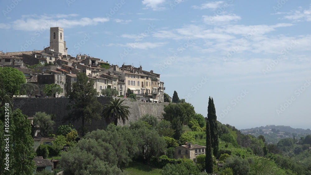 View of hilltop historic village of St Paul de Vence, France View of hilltop historic village of St Paul de Vence, France